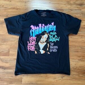 Aaliyah Vintage LARGE T-Shirt bandtee 90s‎ y2k RnB streetwear graffiti rip Style